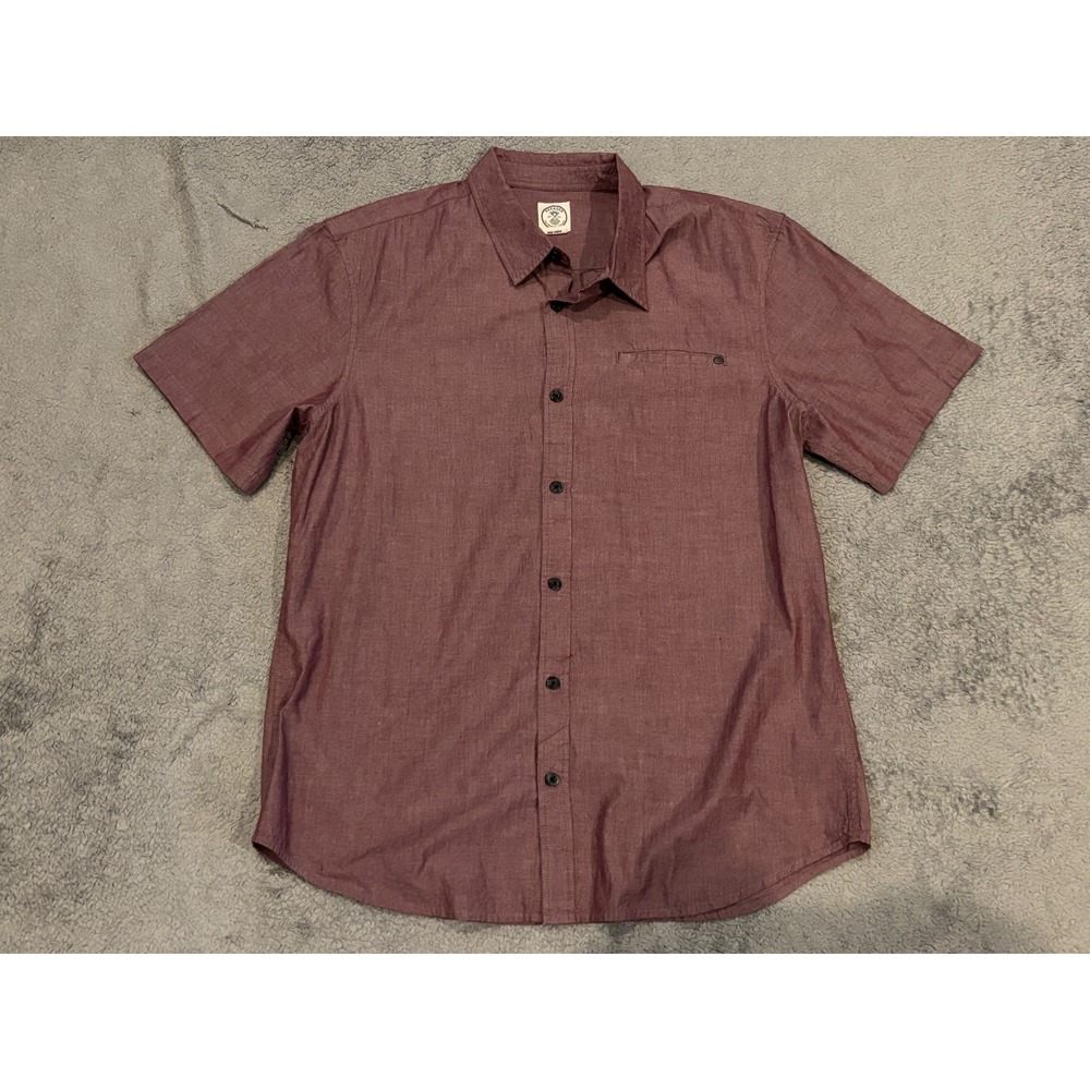 Voyager Shirt Mens XL Purple Button Up Short Sleeve Casual Menswear Top